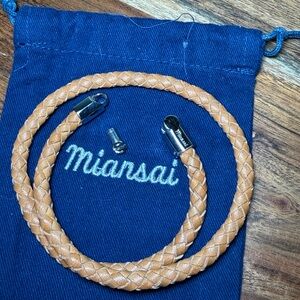 Miansai light Brown Leather D Wrap Bracelet with SS.925